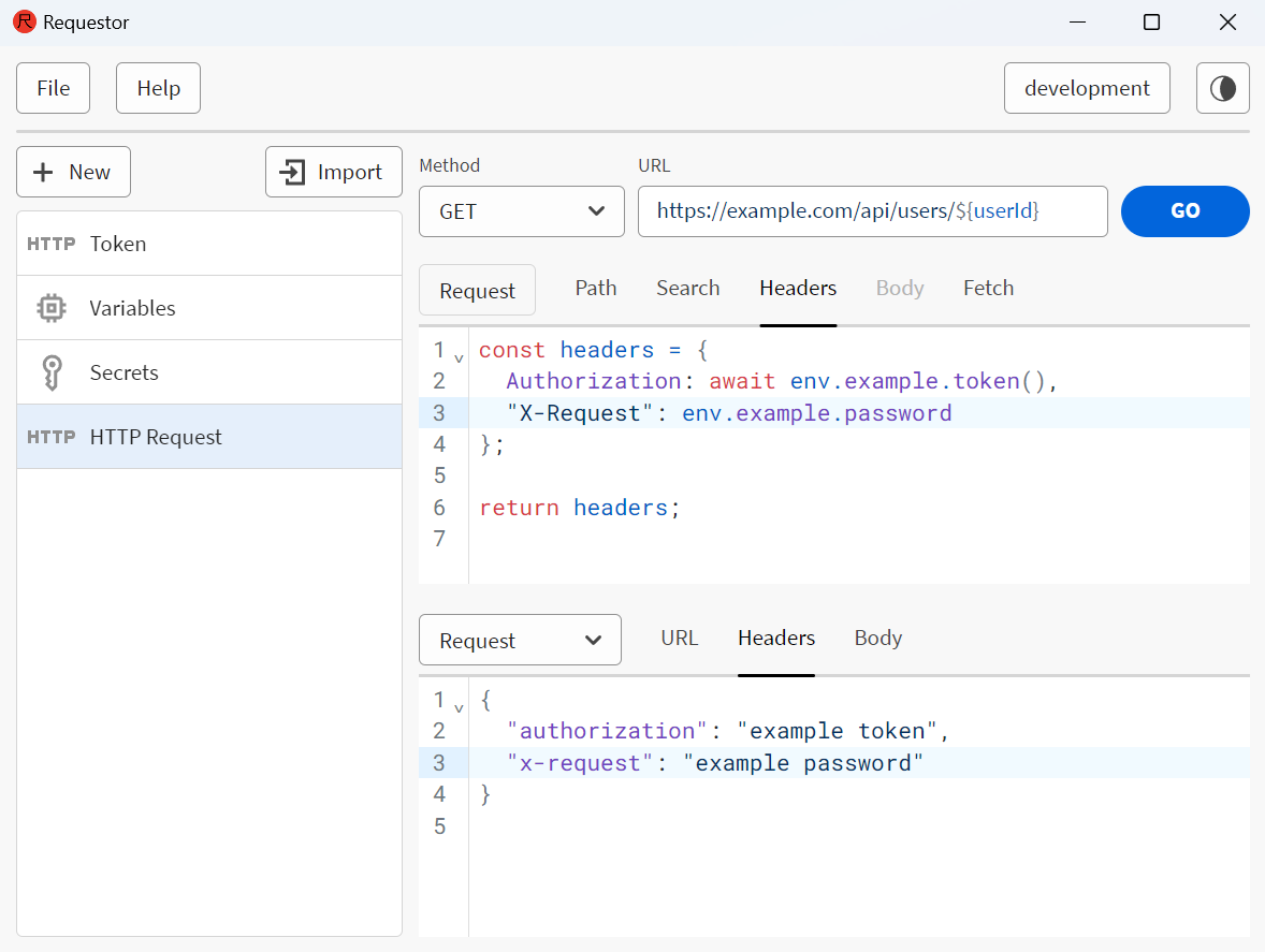 HTTP Request which uses the secret